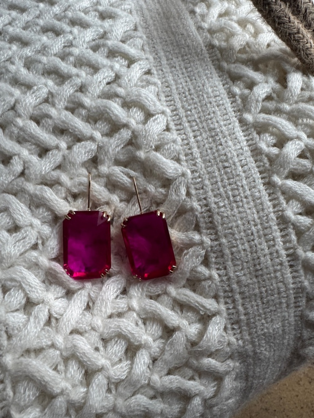 Hot Pink Rectangular Drop Earrings – Women Jewelry